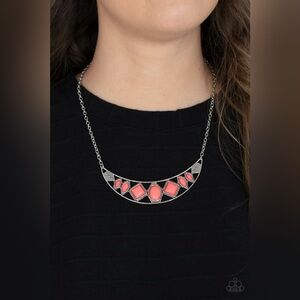 Paparazzi Silver Necklace with Orange Accents
